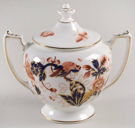 Hong Kong (Old Backstamp, Rust Flowers) Sugar Bowl & Lid