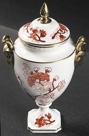 Indian Tree Coral (Scalloped) Covered Vase with Ram's Head Handles