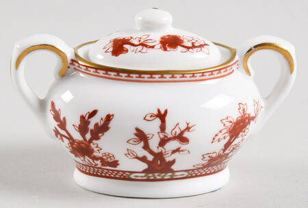 Indian Tree Coral (Semi Scalloped) Miniature Sugar Bowl & Lid