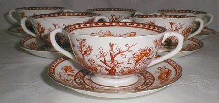 Indian Tree Coral (Semi Scalloped) Footed Bouillon Cup & Saucer
