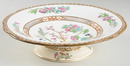 Indian Tree Multicolor (Scalloped, Older) Round Compote (Height X Width)