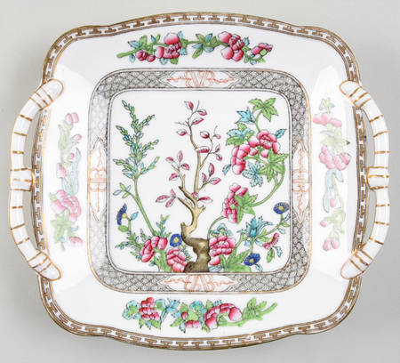 Indian Tree Multicolor (Scalloped, Older) Square Handled Cake Plate