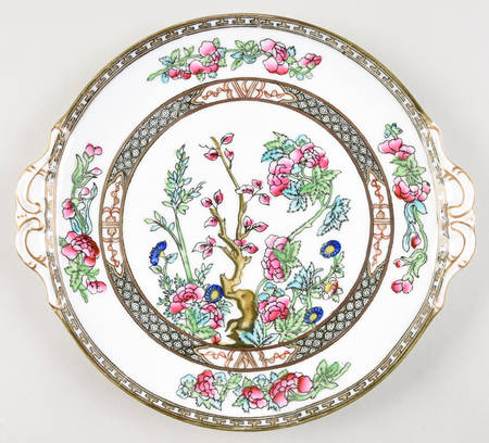 Indian Tree Multicolor (Scalloped, Older) Handled Cake Plate
