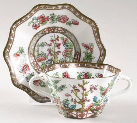 Indian Tree Multicolor (Scalloped, Older) Flat Bouillon Cup & Saucer