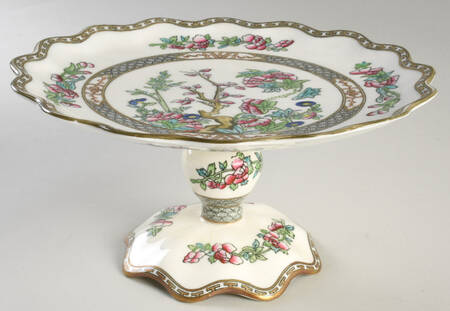 Indian Tree Multicolor (Scalloped, Older) Round Compote (Height X Width)