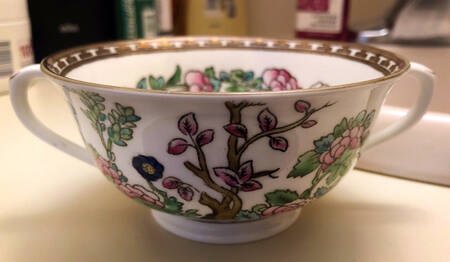 Indian Tree Multicolor (Scalloped, Older) Footed Cream Soup Bowl