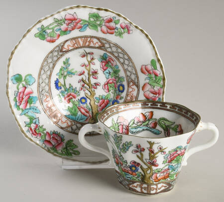 Indian Tree Multicolor (Scalloped, Older) Flat Bouillon Cup & Saucer