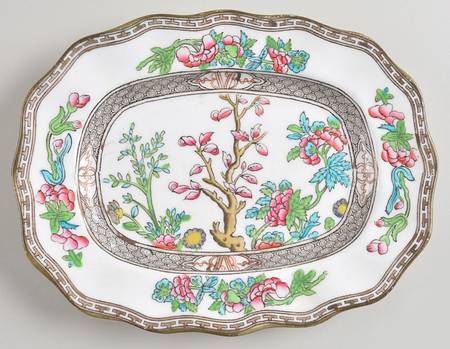 Indian Tree Multicolor (Scalloped, Older) 9" Oval Serving Platter