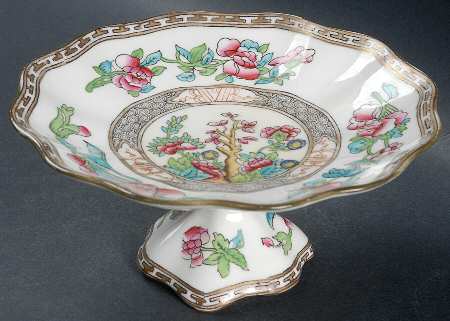 Indian Tree Multicolor (Scalloped, Older) Round Compote (Height X Width)