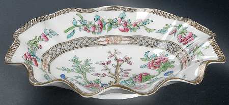 Indian Tree Multicolor (Scalloped, Older) 9" Shallow Oval Bowl