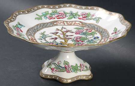 Indian Tree Multicolor (Scalloped, Older) Round Compote (Height X Width)
