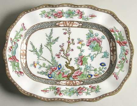Indian Tree Multicolor (Scalloped, Older) 13" Oval Serving Platter