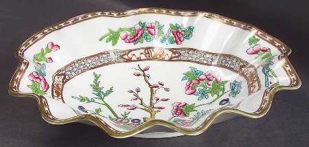Indian Tree Multicolor (Scalloped, Older) 10" Shallow Oval Bowl