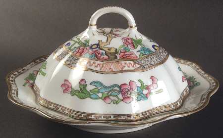 Indian Tree Multicolor (Scalloped, Older) Round Covered Butter
