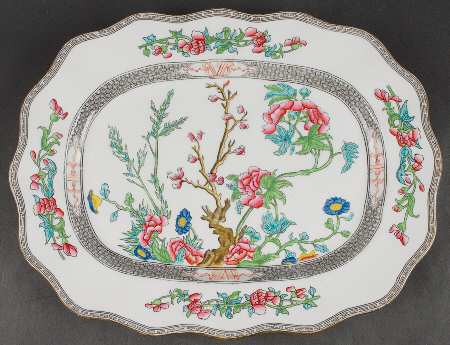 Indian Tree Multicolor (Scalloped, Older) 14" Oval Serving Platter