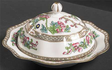 Indian Tree Multicolor (Scalloped, Older) Muffin Dish & Lid