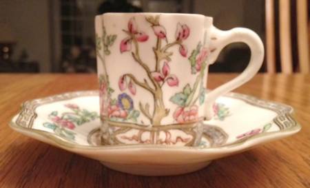 Indian Tree Multicolor (Scalloped, Older) Flat Demitasse Cup & Saucer Set