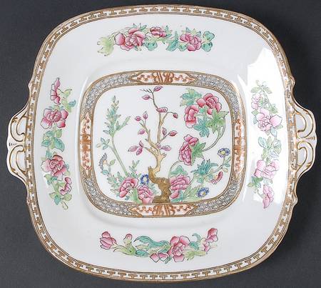 Indian Tree Multicolor (Smooth Edge) Square Handled Cake Plate