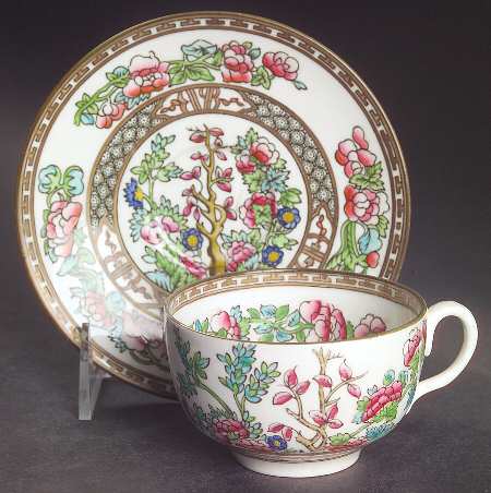 Indian Tree Multicolor (Smooth Edge) Flat Cup & Saucer Set