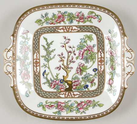 Indian Tree Multicolor (Smooth Edge) Square Handled Cake Plate