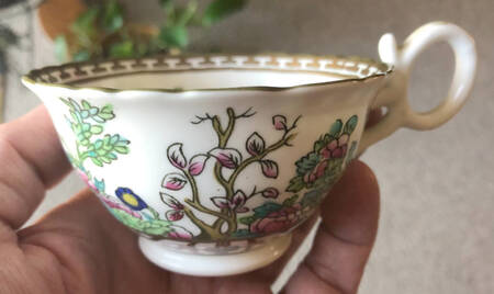 Indian Tree Multicolor (Semi Scalloped) Footed Cup & Saucer Set