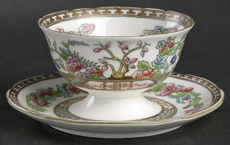 Indian Tree Multicolor (Semi Scalloped) Mayonnaise with Attached Underplate by Coalport