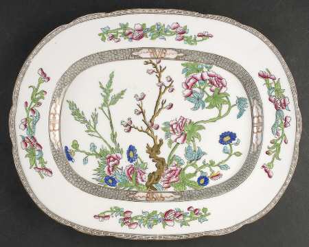 Indian Tree Multicolor (Semi Scalloped) 14" Oval Serving Platter