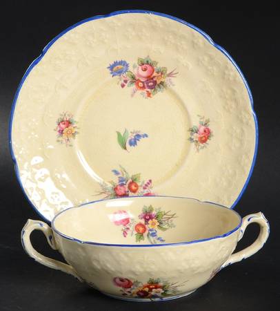 Lady Diana Flat Cream Soup Bowl & Saucer Set by Coalport