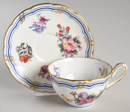 Leighton Sprays (Gold Trim) Footed Cup & Saucer Set