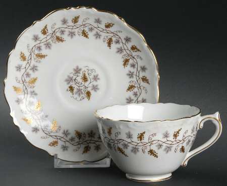 Minerva White (Raised Edge) Footed Cup & Saucer Set by Coalport