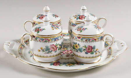 Ming Rose Pot De Creme Set (Tray with 4 Pots) by Coalport