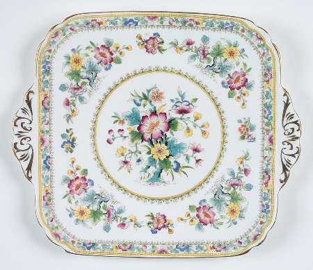 Ming Rose Square Handled Cake Plate
