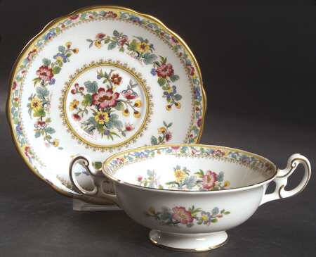 Ming Rose Footed Cream Soup Bowl & Saucer Set