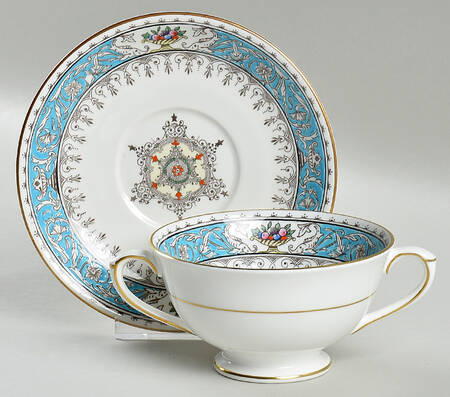 Montreal Turquoise Footed Bouillon Cup & Saucer