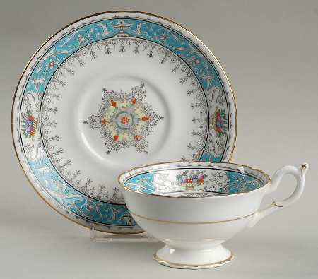 Montreal Turquoise Footed Cup & Saucer Set