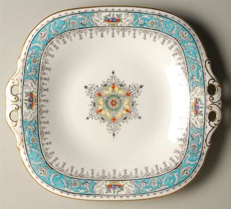 Montreal Turquoise Square Handled Cake Plate