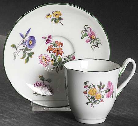 Old Coalport (Green Trim) Flat Demitasse Cup & Saucer Set
