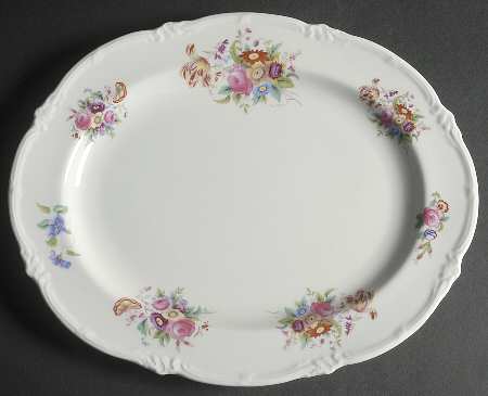 Old Coalport (Bone, No Trim, Shallow Scallop) 14" Oval Serving Platter by Coalport