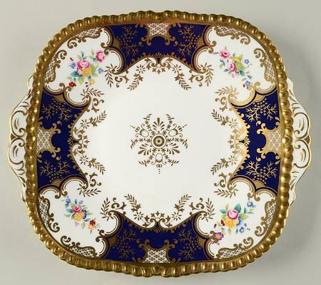 Panel Cobalt Square Handled Cake Plate