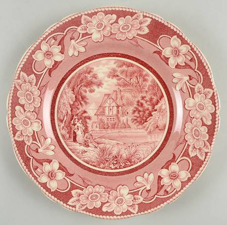 Pastoral Cranberry Red (Not Embossed) Luncheon Plate