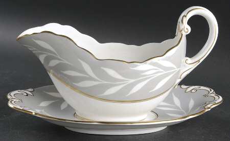 Phantom Grey (Gold Trim) Gravy Boat & Underplate by Coalport