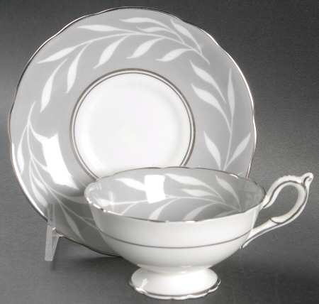 Phantom Grey (Platinum Trim) Footed Cup & Saucer Set