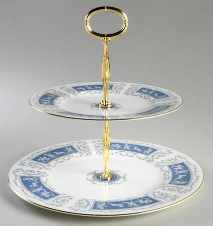 Revelry Blue 6 5/8"-10"  2 Tiered Serving Tray (Dp, Sp) HC