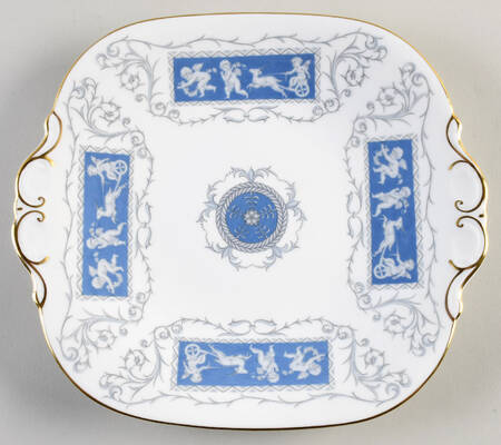 Revelry Blue Square Handled Cake Plate by Coalport