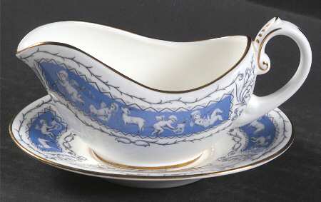 Revelry Blue Individual Gravy Boat & Plate