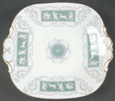 Revelry Green (Smooth) Square Handled Cake Plate