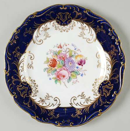 Sandringham Cobalt Blue (Floral, Gold Trim) Salad Plate by Coalport