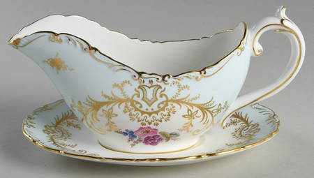 Sandringham Light Blue (Gold Trim) Gravy Boat & Underplate