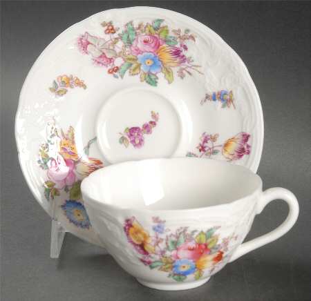 Sevres Group (Embossed, No Trim) Flat Cup & Saucer Set