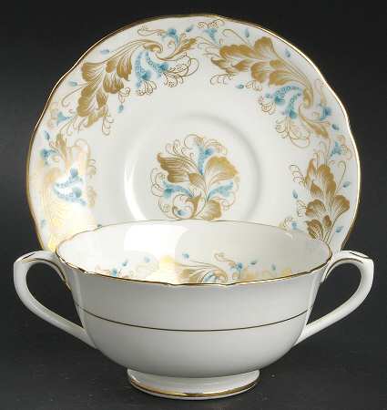 Strange Orchid (White Background) Footed Cream Soup Bowl & Saucer Set